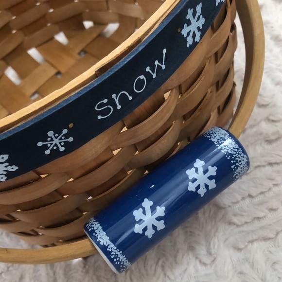 Set of 2 handled nested baskets, snowman charms and ceramic handles - New - Picture 4 of 16